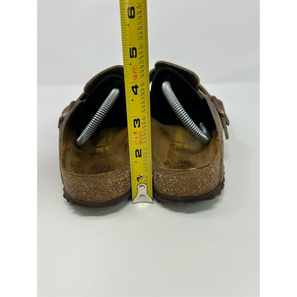 Birkenstock Boston Clogs Tobacco Brown Slip-On Buckle Cork Footbed Size 38 - Picture 10 of 14